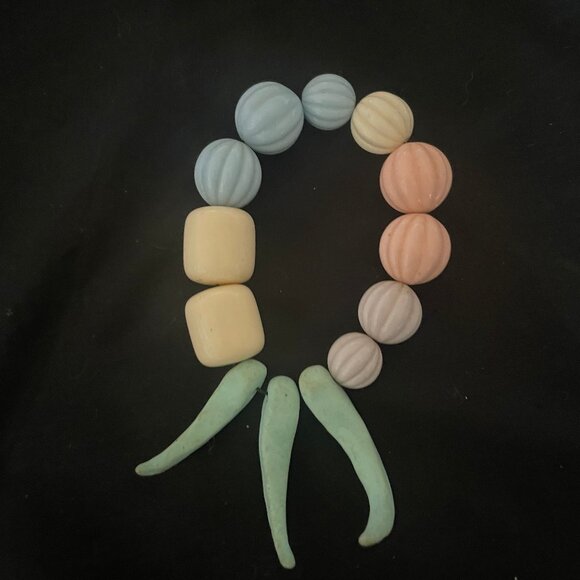 cute bracelet with polymer clay handmade beads and retro acrylic beads - Picture 1 of 5